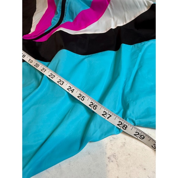 Amscan Retro 80s 90s Colorblock Windbreaker Jacket Blue Pink Chevron Zip Up - Picture 9 of 10